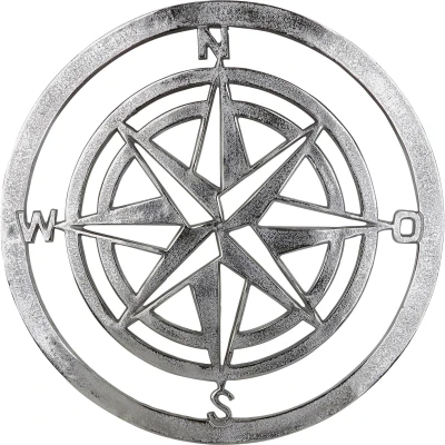 Abbildung von GILDE Wanddekoobjekt »Wandrelief Windrose, silber«, (1 St.), Wanddeko, Ø 50 cm, maritim, dekorativ im Esszimmer &amp; Wohnzimmer