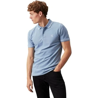 Abbildung von Calvin Klein Jeans Tipping SLIM Poloshirt, Herren, Größe: XXL, Faded denim