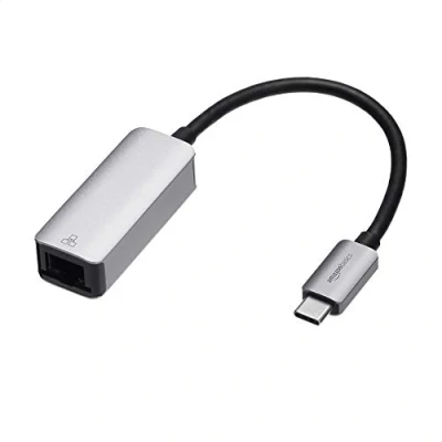 Abbildung von Amazon Basics USB 3.1 TypCaufRJ45GigabitEthernetAdapter, mit Aluminiumgehäuse, Grau, 5,23 x 2.06 1,5 cm