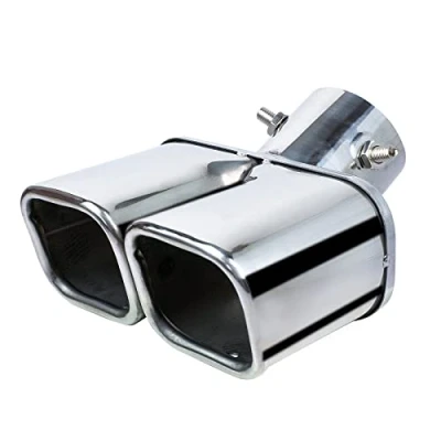 Abbildung von 63mm Auspuffspitzen Auspuff Edelstahl Auto Endrohr Doppel Auslass Vierkantmundrohr Silber