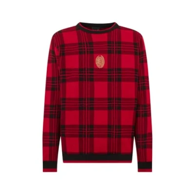 Abbildung von AC Milan Weihnachts Pullover, Karierte Fantasie, in Weicher und Bequemer Baumwolle, Offizielles Produkt, Unisex, S