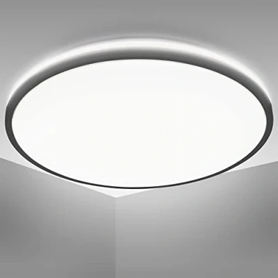 Abbildung von B.K.Licht LED Deckenlampe mit indirektem Licht, neutralweiße Lichtfarbe, 24 Watt, 3000 Lumen, Deckenleuchte, Lampe, Wohnzimmerlampe, Schlafzimmerlampe, Küchenlampe, 38x5 cm, Schwarz