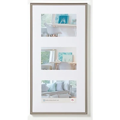 Abbildung von walther design Bilderrahmen stahl 3x 10x15 cm Galerie mit Passepartout, New Lifestyle Kunststoffrahmen KV315D