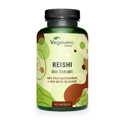 Abbildung von BIO Reishi Kapseln 9000 mg aus Extrakt (15:1) 40% Polysaccharide 3 Monate Vorrat Laborgeprüft 30% Beta Glucane Vegan &amp; ohne Zusätze Deutsche Produktion Vegavero®