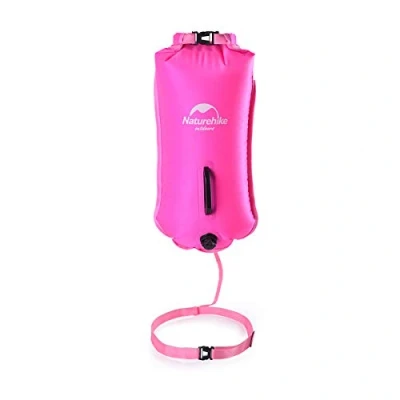 Abbildung von Naturehike 28L Schwimmboje Zwei Airbags Swim Boje Trockensack wasserdichte Strandtasche mit Verstellbarer Hüftgurtfür Schwimmer Küstenstrand (Rosa)