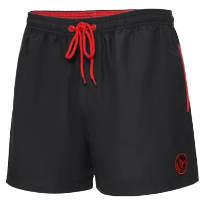 Abbildung von Ladeheid Badehose Herren Bequeme Badeshorts Kurz mit Seitentaschen und Schnürchen, Netzfütterung, Perfekt für Sommer, Strand Schwimmbad LA40 199 (Schwarz, 3XL)