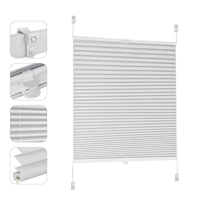 Abbildung von Sekey Plissee ohne Bohren Verdunkelung, Fenster Klemmfix Jalousie 80 cm breit, Verspannt Blickdicht Sonnenschutz Fensterollo, 80x100cm, Weiß