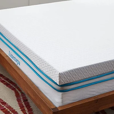 Abbildung von Linenspa Matratzen Topper 120 x 190 cm, 10cm hoch Matratzenauflage mit Gel Memory Foam und waschbarem Bezug Reißverschluss Öko Tex
