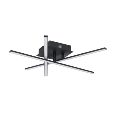 Abbildung von EGLO LED Deckenleuchte Lasana 3, 3 flammige Wandlampe, Deckenlampe aus Stahl in Schwarz und Kunststoff Weiß, Wohnzimmerlampe, warmweiß, L 50 cm