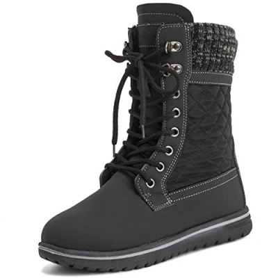 Abbildung von Polar Boot Damen Gesteppt Kurz Schnee Winter Kunstpelz Warm Dauerhaft Wasserdicht Stiefel 8 BLK41 AYC0525