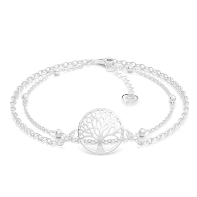 Abbildung von SERASAR Lebensbaum Armband Damen Schmuck 925 Sterling Silber 18 Karat Gold Frauen Kette Mädchen Geschenk Idee Geburtstagsgeschenk für Armkette