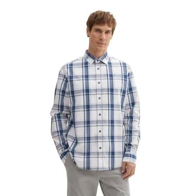 Abbildung von TOM Tailor Kariertes Hemd, Herren, Größe: Large, Blue white big check