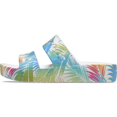 Abbildung von Crocs Damen Baya Plateau Sandale Clog, Tropischer weißer Druck, 7 UK Men/ 8 Women