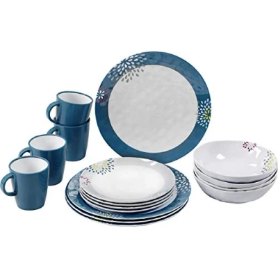 Abbildung von BRUNNER Campinggeschirr Set (Set 16 Stück) für 4 Personen Lunchbox Venetian aus Melamin Stone Touch von hoher Qualität, rutschfest und langlebig