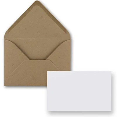 Abbildung von FarbenFroh by GUSTAV NEUSER 25x Stück Karte mit Umschlag Set Einzel Karten Din A8 7,1x4,5 cm Hochweiß Brief Umschlägen C8 7,6x5,2 Sandbraun Nassklebung