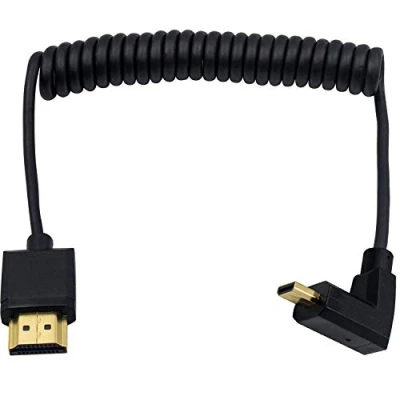 Abbildung von Duttek Micro HDMI auf Standard Kabel, Spiralkabel, extrem schlankes Design, abgewinkelter Stecker Stecker, Spiralkabel für 1080P, 4K, Ultra HD, 3D (1,2 m)