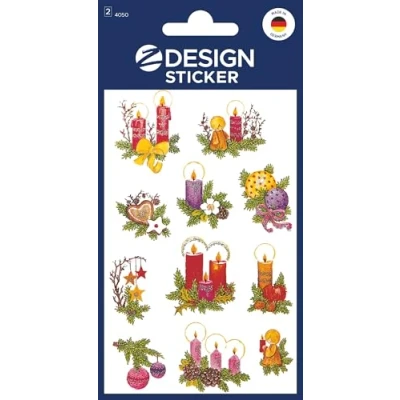 Abbildung von AVERY Zweckform 22 Aufkleber Weihnachten Weihnachtsgestecke (Made in Germany, glitzernde Weihnachtssticker Papier, selbstklebende Weihnachtdeko Karten, Geschenke, Tüten) 2 Bogen/je 11 Sticker, 4050
