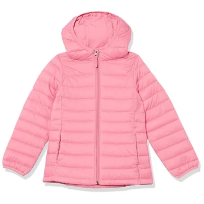 Abbildung von Amazon Essentials Mädchen Leichte, Wasserabweisende, verstaubare Kapuzenjacke, Kräftiges Rosa, 8 Jahre