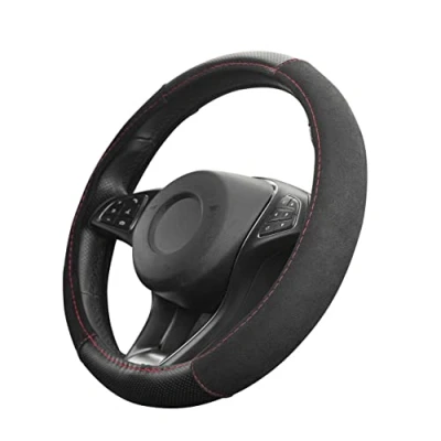 Abbildung von Upgrade4cars Lenkradbezug Alcantara Look Schwarz Rot Lenkradhülle in Leder Optik Universal Lenkradschutz 37 39 cm Autozubehör Innenraum Deko Geschenk für Frauen &amp; Männer
