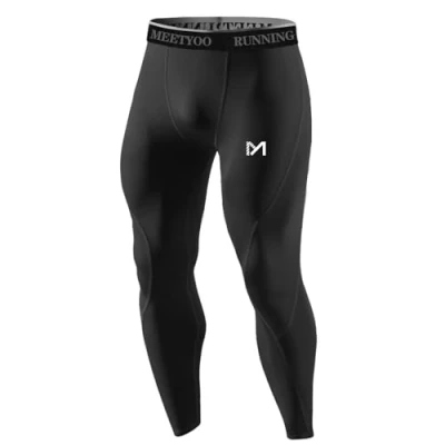 Abbildung von MEETYOO Herren Kompressionshose Leggings, Schwarz, XL