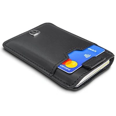 Abbildung von TRAVANDO Slim Portemonnaie Dallas bis zu 12 Karten TÜV geprüft RFID Schutz Kleiner Geldbeutel Kartenetui Kreditkartenetui Zugband Geschenk für Männer Designed in Germany