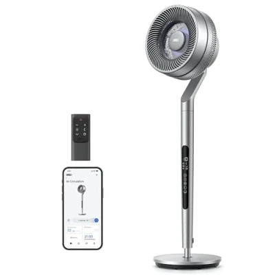Abbildung von Dreo Standventilator mit intelligenter Steuerung, 101,6111,8 cm höhenverstellbar, DC leiser Ventilator für Schlafzimmer, 120+85 omnidirektionaler oszillierender Ventilator, 30,5 m Luftstrom, 10