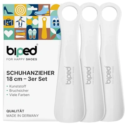 Abbildung von biped 3er Set Schuhanzieher Kunststoff 18 cm Schuhlöffel deutsche Herstellung z1570(weiss)