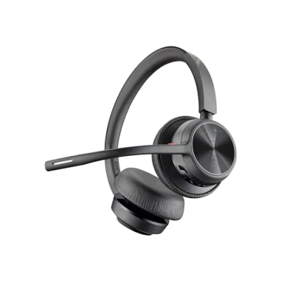Abbildung von Plantronics Poly schnurloses Voyager 4320 UC Headset mit Ladestation (Plantronics) Kopfhörer Mikrofonarm USB A Bluetooth Adapter kompatibel Teams, Zoom und mehr, Schwarz
