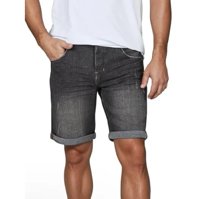 Abbildung von riverso Jeans Shorts Herren Stretch Kurz Regular Fit RIVTom Kurze Hosen Bermuda Sommer Denim Einfarbig, Größe:W 40, Farbe:Black (B132)