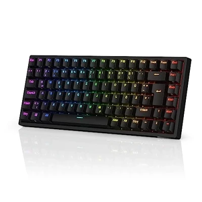 Abbildung von RK ROYAL KLUDGE RK84 DE 75% Gaming Tastatur, 85 Tasten Kompakte Bluetooth Mechanische Blaue Schalter, RGB Hintergrundbeleuchtung, 2.4Ghz Tastatur für Mac &amp; Windows, Schwarz