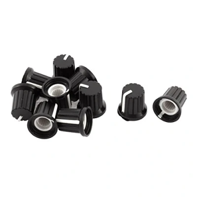 Abbildung von sourcing map 10 Stk. 6mm Dmr. Schaftloch Kunststoff Potentiometer Drehknopf Kappen schwarz de