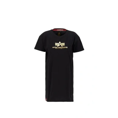 Abbildung von Alpha Industries LONG FOIL Print Tshirt print, Damen, Größe: Small, Black/yellow gold