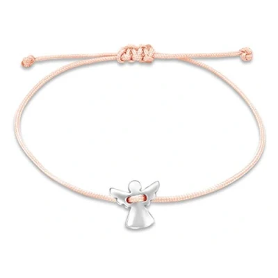 Abbildung von Nuoli® Schutzengel Armband Damen Silber (verstellbar bis 20cm) Engel Armbändchen für Frauen &amp; Mädchen, aus rosa Stoff mit Metall Anhänger