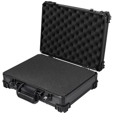 Abbildung von HMF 15502 02 Transportkoffer mit Rasterschaumstoff, Universalkoffer 39 x 29 12 cm Schwarz