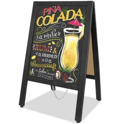 Abbildung von VAIIGO Holz A Rahmen Kreidetafel 43x85cm Beidseitige Freistehende Magnetische Aufsteller, Kundenstopper Outdoor Menü Werbetafel für Restaurant, Café, Geschäft, Hochzeit, Party Schwarz