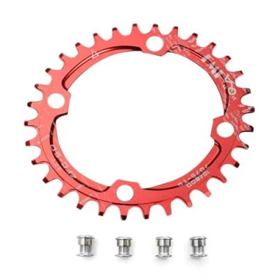Abbildung von UPANBIKE Fahrrad schmal breit oval Form Single Kettenblatt Kettenblätter BCD 104 mm 32T 34T, 36T (36T, Rot)
