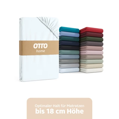 Abbildung von OTTO home Spannbettlaken "PHYSALIS in BASIC und PREMIUM Qualität, 100% Baumwolle" für Matratzen bis 18 cm Höhe, Bettlaken, Spannbetttuch, pflegeleicht