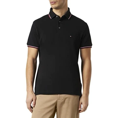 Abbildung von Tommy Hilfiger Tipped SLIM Poloshirt, Herren, Größe: XS, Schwarz