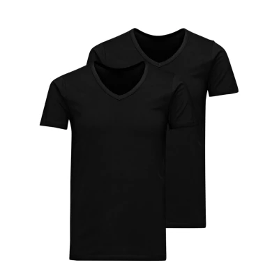 Abbildung von Jack &amp; Jones Jacbasic Vneck TEE 2 PACK Unterhemd/shirt, Herren, Größe: Small, Black