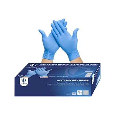 Abbildung von OneProtek Set mit 2x 100 Nitril Einweghandschuhe M Einmalhandschuhe aus blau Größe Handschuhe einweg, puderfrei, latexfrei In Box 1,2,4,10 verfügbar