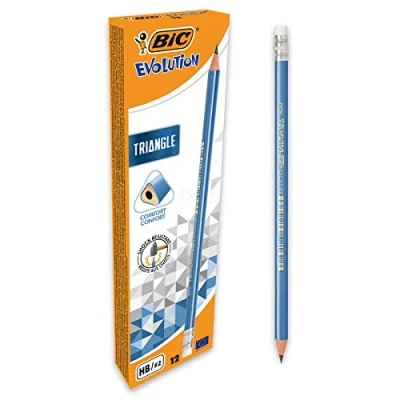 Abbildung von BIC Evolution Triangle HB Dreikant Bleistifte mit Radiergummi 12er Pack