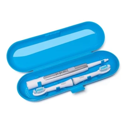 Abbildung von Reise Etui Für Oral B Pulsonic Slim 1000/1100 Schallzahnbürste 1 Handstück Und 2 Aufsteckbürsten Blau