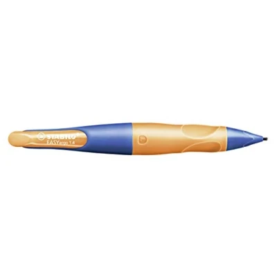 Abbildung von Ergonomischer Druck Bleistift für Linkshänder STABILO EASYergo 1.4 in ultramarinblau/neonorange inkl. 3 dünner Minen Härtegrad HB