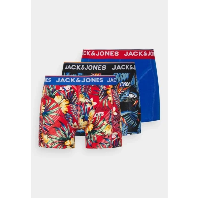 Abbildung von JACK &amp; JONES Herren Boxershort JACAZORES Trunks 3er Pack S M L XL XXL, Größe:L, Farbe:Black Pompain red Blue lolite 12228458