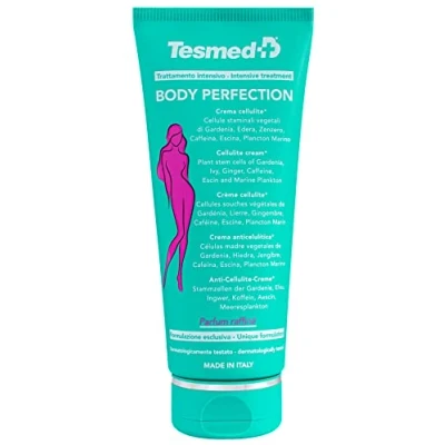 Abbildung von Tesmed Body Perfection Körper und Anti Cellulite Creme, feuchtigkeitsspendend, straffend, regt die Durchblutung an leichte Kühlwirkung, ausgezeichneter Duft für Orangenhaut schwere Beine