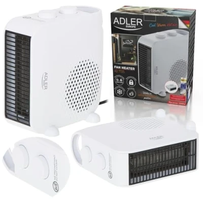 Abbildung von Adler AD 7725b Thermoventilator, 2000 W, Heizgerät mit Thermostat, Heizlüfter zwei Leistungsstufen, Elektroheizung für Wohnung, Bad, Büro, schwarz, Small