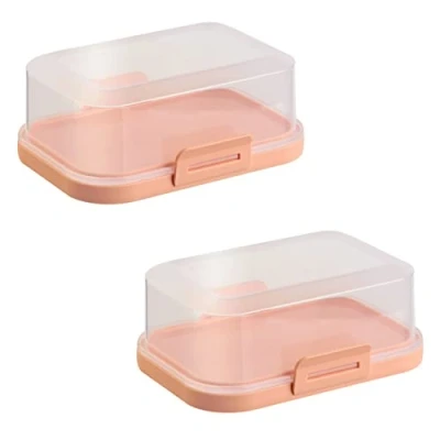 Abbildung von ENGELLAND 2 x Stapelbare Butterdose mit Deckel und Klick Verschluss, Anthrazit/Transparent, Plastik box, Butter Glocke, BPA frei, Mehrzweck, robust