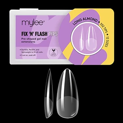 Abbildung von Mylee Fix &amp; Flash Soft Gel Tips [Lang Mandel] Weiche Nagelspitzen mit Vollständiger Abdeckung, Nagelextensions, Flexibel und Widerstandsfähig, 12 Verschiedene Größen, 552 Stück