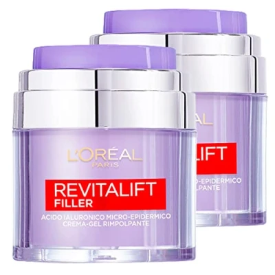 Abbildung von L&#039;Oréal Paris Revitalift Filler Pflegendes und feuchtigkeitsspendendes Creme Gel zur Gesichtsverjüngung mit Hyaluronsäure für alle Hauttypen 2 x 50ml Tiegel