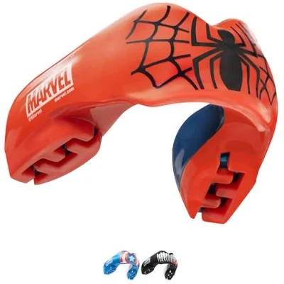 Abbildung von Marvel Spider Man Sports Zahnschutz Für Zahnspangen Einheitsgröße Sport Mundschutz alle Vollkontakt Sportarten einschließlich Rugby, MMA, Kampfsport, Kickboxen, Judo, Hockey &amp; Boxen